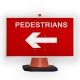 Pedestrians Left Cone Sign